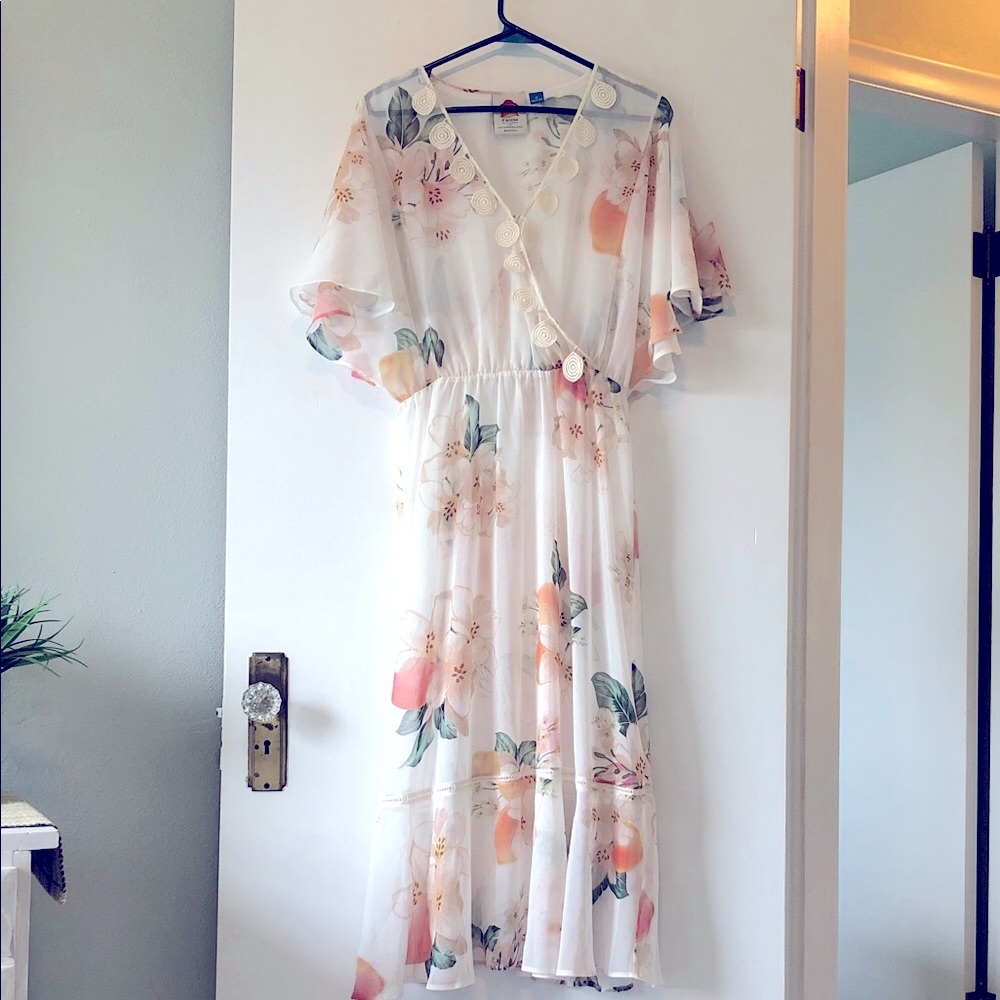Farm Rio Eloisa Floral Sheer Dress NWOT - Picture 2 of 15